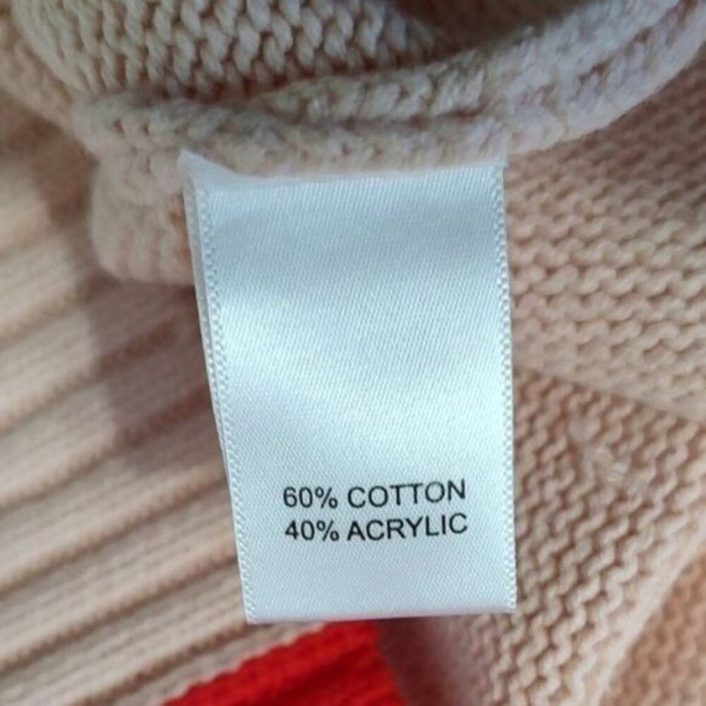 Kerri Rosenthal Sweater M Cotton Red Pink Colorblock Radiant Heart V-Neck NEW - Picture 15 of 16